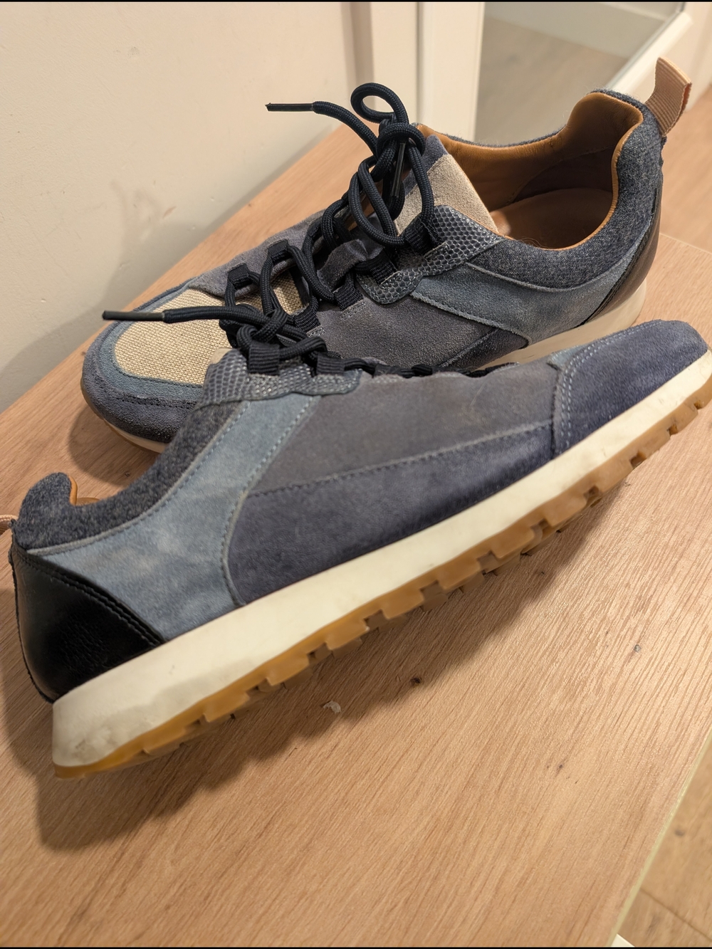 Sezane Blue and Cream Suede Lace-Up Sneakers - Picture 7 of 7